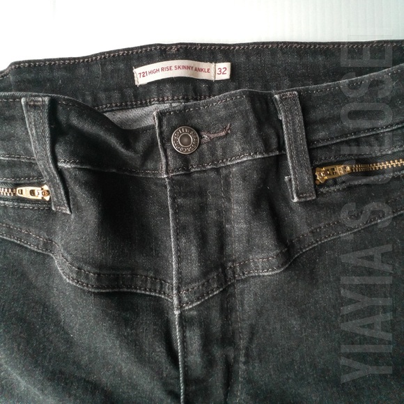 Levi's 32 Women's 721 High-Rise Skinny Zip-Front Ankle Jeans - Black - Picture 12 of 14